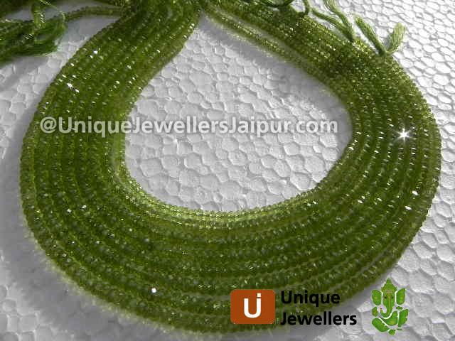 Peridot Micro Cut Faceted Roundelle Beads